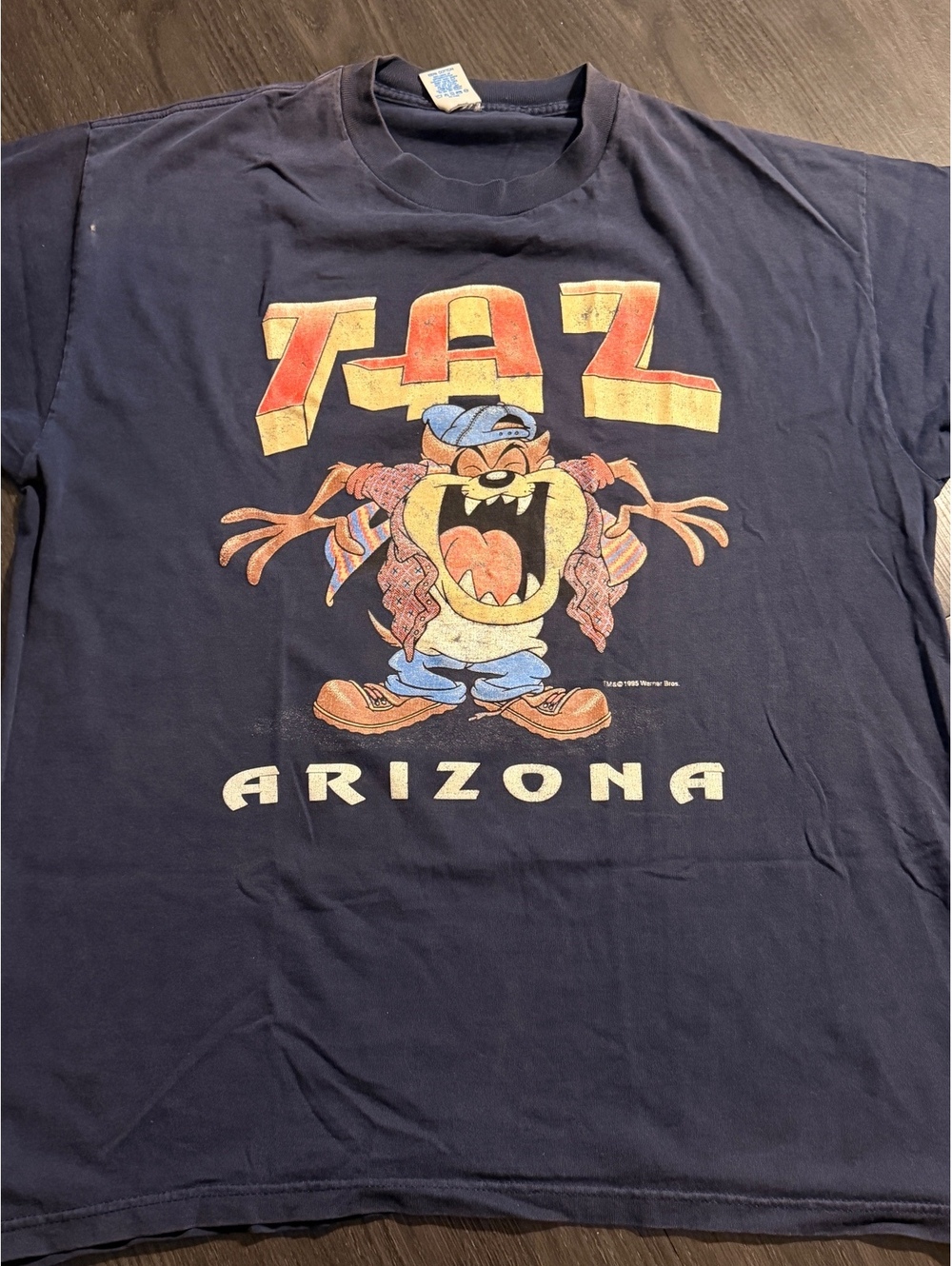 Vtg 1995 Velva Sheen Taz Arizona Cartoon Tee XL USA